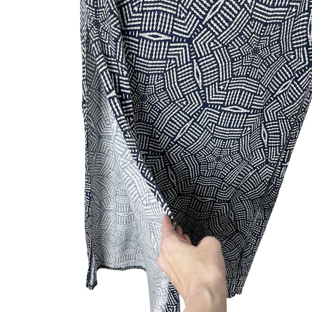 Aeropostale Women's Maxi Skirt L Blue Geometric Print Double Slit Hem Pull On - Picture 5 of 9